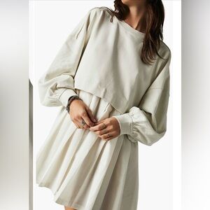 New Free People Eleanor Pleated Sweatshirt Minidress